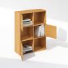 Furinno BASIC Book Shelf, 6-Cube Bookshelf with Open Shelf, 3 x 2 Bookcase with Storage Bins, Closed Back, Horizontal, 11.9″ x 31.6″ x 23.6″, for Living Room, Bedroom, Home Office, Americano(Steam Beech)