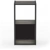 Furinno BASIC Book Shelf, 6-Cube Bookshelf with Open Shelf, 3 x 2 Bookcase with Storage Bins, Closed Back, Horizontal, 11.9″ x 31.6″ x 23.6″, for Living Room, Bedroom, Home Office, Americano(French Oak/Black)