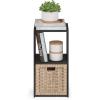Furinno BASIC Book Shelf, 6-Cube Bookshelf with Open Shelf, 3 x 2 Bookcase with Storage Bins, Closed Back, Horizontal, 11.9″ x 31.6″ x 23.6″, for Living Room, Bedroom, Home Office, Americano(Espresso)
