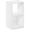 Furinno BASIC Book Shelf, 6-Cube Bookshelf with Open Shelf, 3 x 2 Bookcase with Storage Bins, Closed Back, Horizontal, 11.9″ x 31.6″ x 23.6″, for Living Room, Bedroom, Home Office, Americano(White)