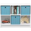 Furinno BASIC Book Shelf, 6-Cube Bookshelf with Open Shelf, 3 x 2 Bookcase with Storage Bins, Closed Back, Horizontal, 11.9″ x 31.6″ x 23.6″, for Living Room, Bedroom, Home Office, Americano(White/Light Blue)