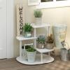 Furinno Celuka 4-Tier Indoor Outdoor Plant Stand Plant Shelf Corner Display Rack for Multiple Plants, White/Virgin White(3-Tier)