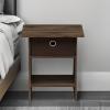 Furinno DARIO Side Table, Square End Table with Storage Bin, Round Corner Night Stand, Bedside Table with Open Back Shelf, for Living Room, Bedroom, Espresso(Columbia Walnut/Dark Brown)