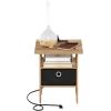 Furinno DARIO Side Table, Square End Table with Storage Bin, Round Corner Night Stand, Bedside Table with Open Back Shelf, for Living Room, Bedroom, Espresso(Flagstaff Oak/Black)