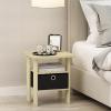 Furinno DARIO Side Table, Square End Table with Storage Bin, Round Corner Night Stand, Bedside Table with Open Back Shelf, for Living Room, Bedroom, Espresso(Steam Beech/Black)