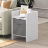 Furinno DARIO Side Table, Square End Table with Storage Bin, Round Corner Night Stand, Bedside Table with Open Back Shelf, for Living Room, Bedroom, Espresso(White/Light Grey)