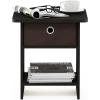 Furinno DARIO Side Table, Square End Table with Storage Bin, Round Corner Night Stand, Bedside Table with Open Back Shelf, for Living Room, Bedroom, Espresso(Espresso/Brown)
