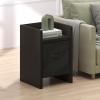 Furinno DARIO Side Table, Square End Table with Storage Bin, Round Corner Night Stand, Bedside Table with Open Back Shelf, for Living Room, Bedroom, Espresso(Dark Oak/Black)