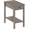 Furinno DARIO Side Table, Square End Table with Storage Bin, Round Corner Night Stand, Bedside Table with Open Back Shelf, for Living Room, Bedroom, Espresso(Rustic Oak)