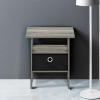 Furinno DARIO Side Table, Square End Table with Storage Bin, Round Corner Night Stand, Bedside Table with Open Back Shelf, for Living Room, Bedroom, Espresso(French Oak)
