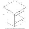 Furinno DARIO Side Table, Square End Table with Storage Bin, Round Corner Night Stand, Bedside Table with Open Back Shelf, for Living Room, Bedroom, Espresso(Beige Marble/Ivory)