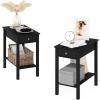 Furinno DARIO Side Table, Square End Table with Storage Bin, Round Corner Night Stand, Bedside Table with Open Back Shelf, for Living Room, Bedroom, Espresso(Americano)