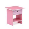 Furinno DARIO Side Table, Square End Table with Storage Bin, Round Corner Night Stand, Bedside Table with Open Back Shelf, for Living Room, Bedroom, Espresso(Pink/Light Pink)