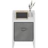 Furinno DARIO Side Table, Square End Table with Storage Bin, Round Corner Night Stand, Bedside Table with Open Back Shelf, for Living Room, Bedroom, Espresso(White/Light Grey)