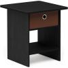 Furinno DARIO Side Table, Square End Table with Storage Bin, Round Corner Night Stand, Bedside Table with Open Back Shelf, for Living Room, Bedroom, Espresso(Americano/Medium Brown)