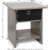 Furinno DARIO Side Table, Square End Table with Storage Bin, Round Corner Night Stand, Bedside Table with Open Back Shelf, for Living Room, Bedroom, Espresso(French Oak Grey/Black)