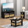 Furinno DARIO Side Table, Square End Table with Storage Bin, Round Corner Night Stand, Bedside Table with Open Back Shelf, for Living Room, Bedroom, Espresso(Espresso)