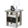 Furinno DARIO Side Table, Square End Table with Storage Bin, Round Corner Night Stand, Bedside Table with Open Back Shelf, for Living Room, Bedroom, Espresso(French Oak)