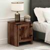 Furinno DARIO Side Table, Square End Table with Storage Bin, Round Corner Night Stand, Bedside Table with Open Back Shelf, for Living Room, Bedroom, Espresso(Rustic Brown)