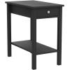 Furinno DARIO Side Table, Square End Table with Storage Bin, Round Corner Night Stand, Bedside Table with Open Back Shelf, for Living Room, Bedroom, Espresso(Americano)