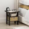 Furinno DARIO Side Table, Square End Table with Storage Bin, Round Corner Night Stand, Bedside Table with Open Back Shelf, for Living Room, Bedroom, Espresso(Dark Espresso/Brown)