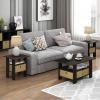 Furinno DARIO Side Table, Square End Table with Storage Bin, Round Corner Night Stand, Bedside Table with Open Back Shelf, for Living Room, Bedroom, Espresso(Espresso)
