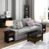 Furinno DARIO Side Table, Square End Table with Storage Bin, Round Corner Night Stand, Bedside Table with Open Back Shelf, for Living Room, Bedroom, Espresso(Americano/Medium Brown)
