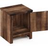 Furinno DARIO Side Table, Square End Table with Storage Bin, Round Corner Night Stand, Bedside Table with Open Back Shelf, for Living Room, Bedroom, Espresso(Rustic Brown)