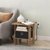 Furinno DARIO Side Table, Square End Table with Storage Bin, Round Corner Night Stand, Bedside Table with Open Back Shelf, for Living Room, Bedroom, Espresso(Flagstaff Oak/Black)