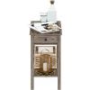 Furinno DARIO Side Table, Square End Table with Storage Bin, Round Corner Night Stand, Bedside Table with Open Back Shelf, for Living Room, Bedroom, Espresso(Rustic Oak)