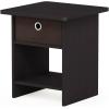 Furinno DARIO Side Table, Square End Table with Storage Bin, Round Corner Night Stand, Bedside Table with Open Back Shelf, for Living Room, Bedroom, Espresso(Dark Walnut)