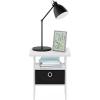 Furinno DARIO Side Table, Square End Table with Storage Bin, Round Corner Night Stand, Bedside Table with Open Back Shelf, for Living Room, Bedroom, Espresso(White/Black)