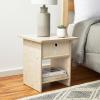 Furinno DARIO Side Table, Square End Table with Storage Bin, Round Corner Night Stand, Bedside Table with Open Back Shelf, for Living Room, Bedroom, Espresso(Cream Faux Marble/Ivory)