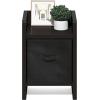 Furinno DARIO Side Table, Square End Table with Storage Bin, Round Corner Night Stand, Bedside Table with Open Back Shelf, for Living Room, Bedroom, Espresso(Dark Oak/Black)