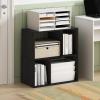 Furinno Fulda Book Shelf, 2-Tier Narrow Bookshelf, Bookcase with 10-in Width Storage Shelf, 9.3 x 9.8 x 21.2, for Living Room, Bedroom, Home Office, White(Espresso)