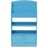 Furinno LOVA Book Shelf, 5-Tier Magazine Bookshelf, Bookcase with Open Shelves Storage, 9.4 x 24.6 x 37, for Living Room, Bedroom, Home Office, Pink(Light Blue)