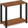 Furinno Pangkor 3-Tier Turn-N-Tube Indoor Outdoor Plant Shelf Wood Stand with Square Poles, Natural/Black(2 Tier Large Rectangle)