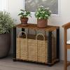 Furinno Pangkor 3-Tier Turn-N-Tube Indoor Outdoor Plant Shelf Wood Stand with Square Poles, Natural/Black(2 Tier Large Rectangle)