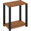 Furinno Pangkor 3-Tier Turn-N-Tube Indoor Outdoor Plant Shelf Wood Stand with Square Poles, Natural/Black(2 Tier Small Rectangle)