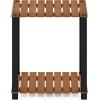 Furinno Pangkor 3-Tier Turn-N-Tube Indoor Outdoor Plant Shelf Wood Stand with Square Poles, Natural/Black(2 Tier Small Rectangle)