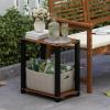 Furinno Pangkor 3-Tier Turn-N-Tube Indoor Outdoor Plant Shelf Wood Stand with Square Poles, Natural/Black(2 Tier Small Rectangle)
