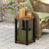 Furinno Pangkor 3-Tier Turn-N-Tube Indoor Outdoor Plant Shelf Wood Stand with Square Poles, Natural/Black(2 Tier Square Poles)
