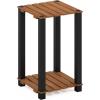 Furinno Pangkor 3-Tier Turn-N-Tube Indoor Outdoor Plant Shelf Wood Stand with Square Poles, Natural/Black(2 Tier Square Poles)