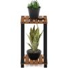 Furinno Pangkor 3-Tier Turn-N-Tube Indoor Outdoor Plant Shelf Wood Stand with Square Poles, Natural/Black(2 Tier Square Poles)