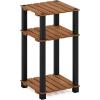 Furinno Pangkor 3-Tier Turn-N-Tube Indoor Outdoor Plant Shelf Wood Stand with Square Poles, Natural/Black(3 Tier Square Poles)