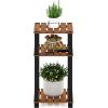 Furinno Pangkor 3-Tier Turn-N-Tube Indoor Outdoor Plant Shelf Wood Stand with Square Poles, Natural/Black(3 Tier Square Poles)