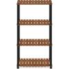 Furinno Pangkor 3-Tier Turn-N-Tube Indoor Outdoor Plant Shelf Wood Stand with Square Poles, Natural/Black(4 Tier Square Poles)