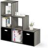 Furinno Pelli 3-2-1 Cubic Storage Cabinet, Espresso(French Oak Grey/Black)