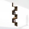 Furinno Rossi 5-Tier Floating Corner Shelf for Wall, Corner Zigzag Shelf Wall Mounted, Radial Wall Mount Shelves, for Home Office, Living Room, Bedroom, Bathroom, White(Columbia Walnut)