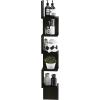 Furinno Rossi 5-Tier Floating Corner Shelf for Wall, Corner Zigzag Shelf Wall Mounted, Radial Wall Mount Shelves, for Home Office, Living Room, Bedroom, Bathroom, White(Espresso)